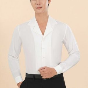 Áo Sơ Mi Dài Tay Màu Trắng Gạo Cổ Cuba