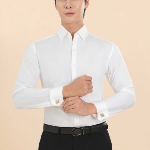 Áo Sơ Mi Dài Tay Màu Trắng Măng Sét
