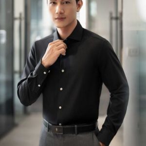 Sơ mi dài tay đen trơn