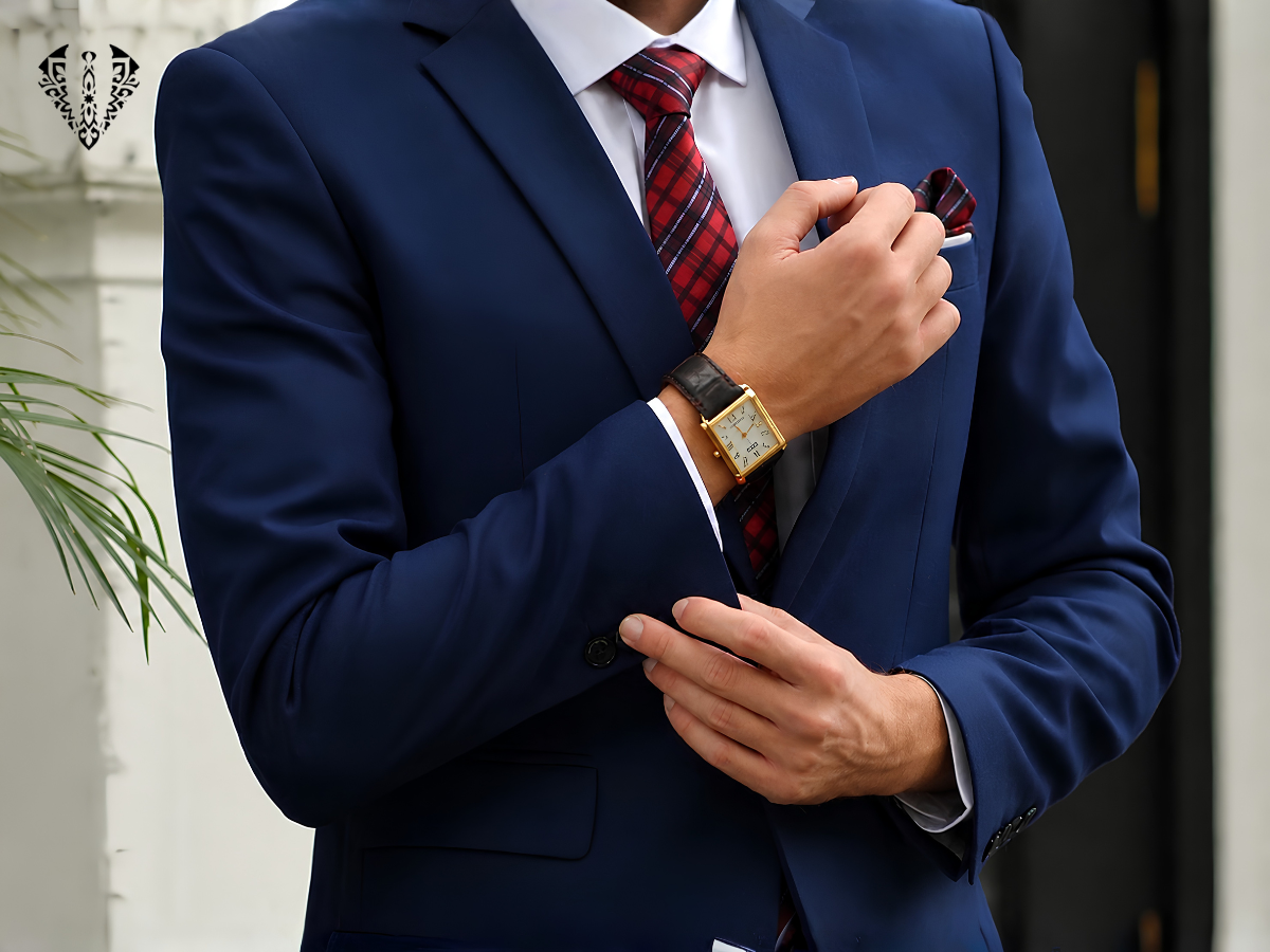 Cổ tay áo vest màu xanh navy
