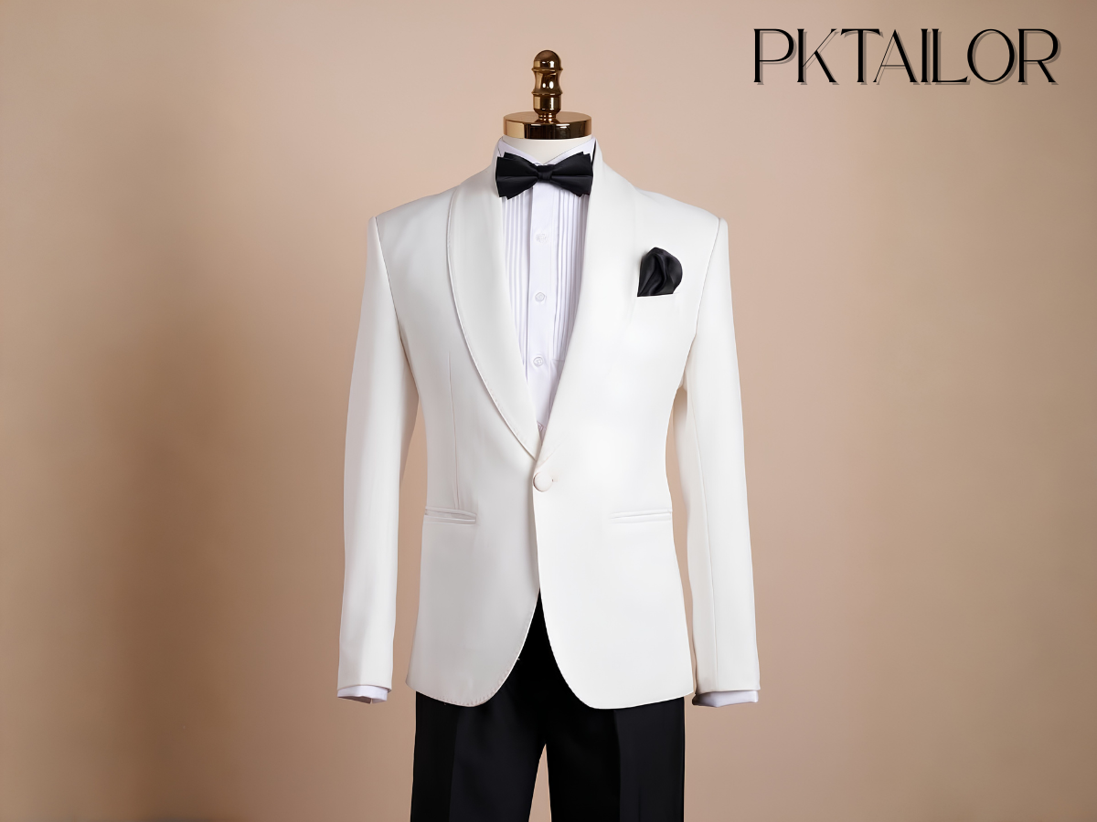 Mẫu chi tiết áo vest, phối đồ với vest trắng nam