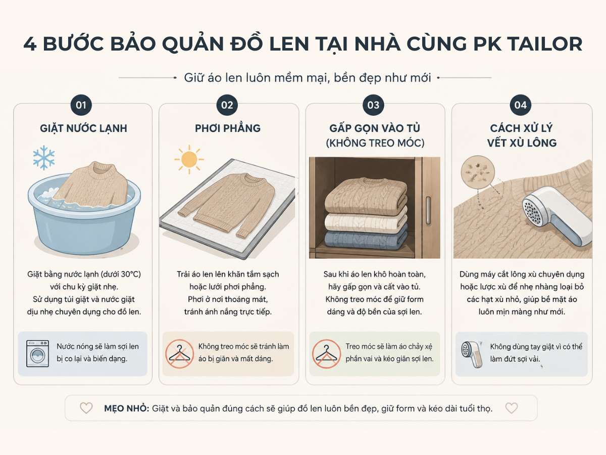 4 bước bảo quản áo len mùa đông 