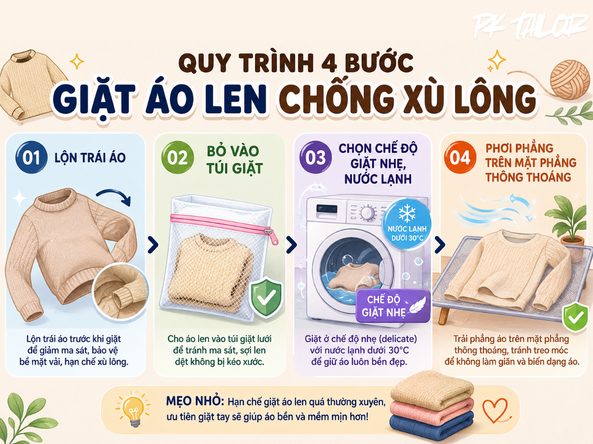 Quy trình giặt áo len xù lông