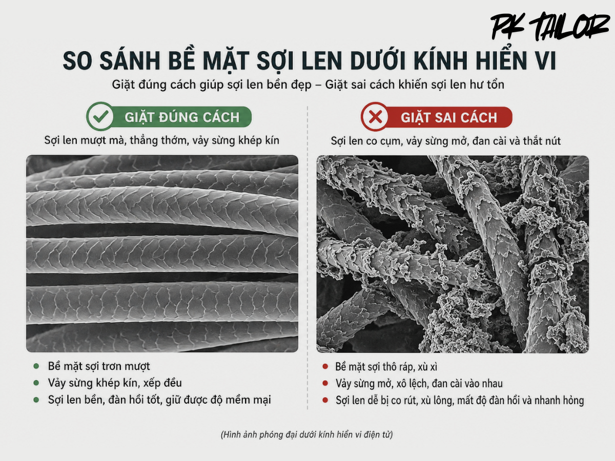 Chất liệu vải khi giặt áo len đúng cách