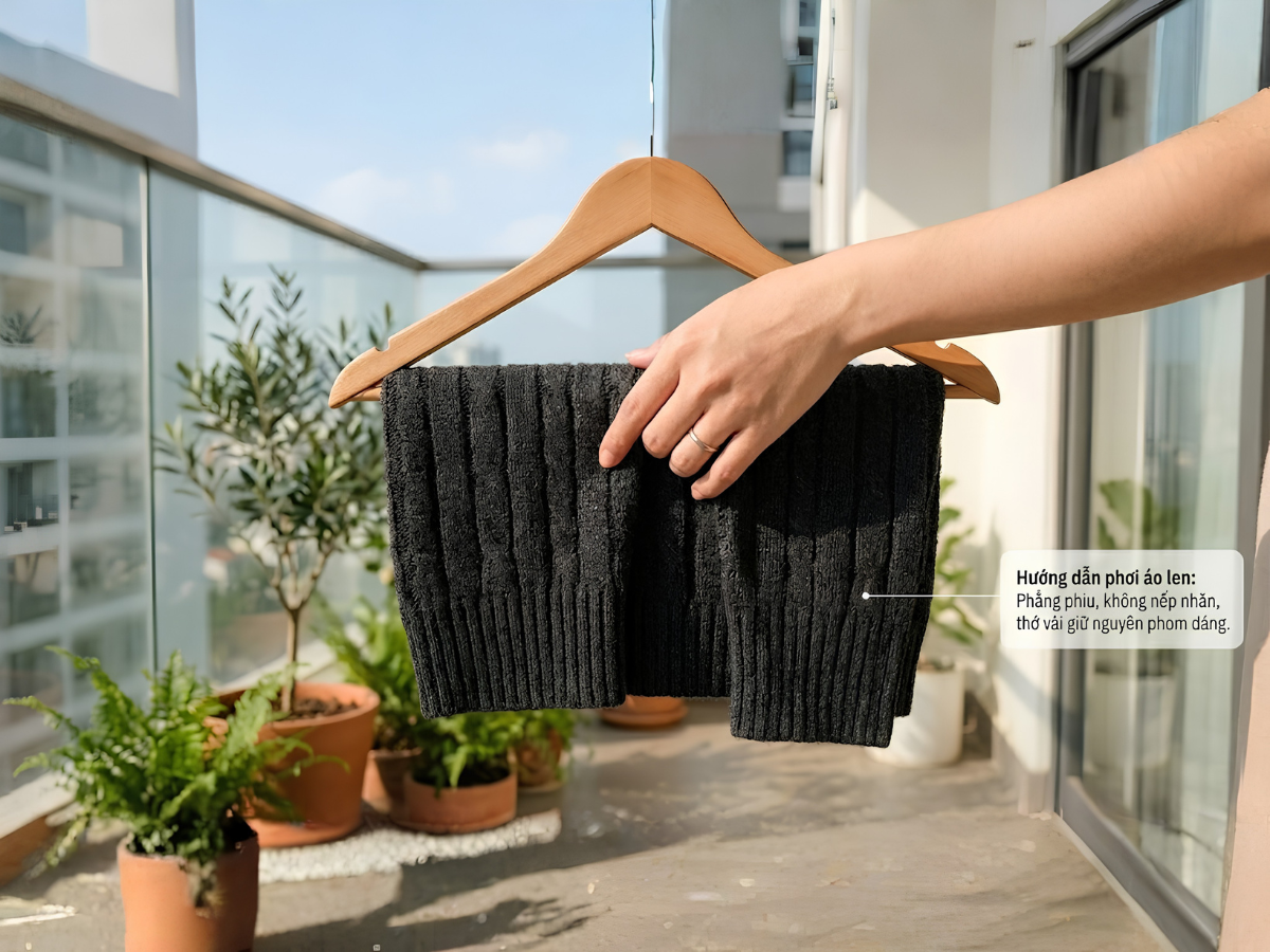 Mẫu khi đúng cách phơi áo len không bị giãn
