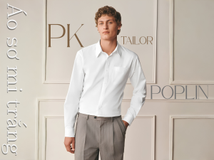 Ảnh chụp chi áo sơ mi trắng nam poplin