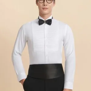 Áo Sơ Mi Dài Tay Màu Trắng Xếp Ly Ngang The Tuxedo