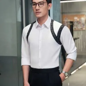 Sơ Mi Dài Tay Trắng Họa Tiếp Đáp Vai