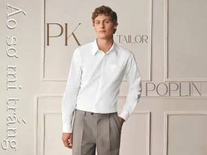 Ảnh chụp chi áo sơ mi trắng nam poplin